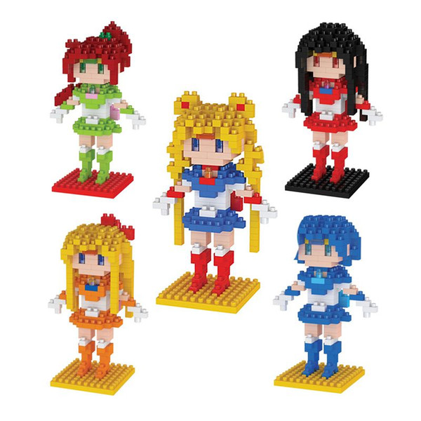 Anime Sailor Moon Crystal Figure Toy DIY Mini Model Diamond Building Blocks 5 Style Tsukino Usagi Action Figure