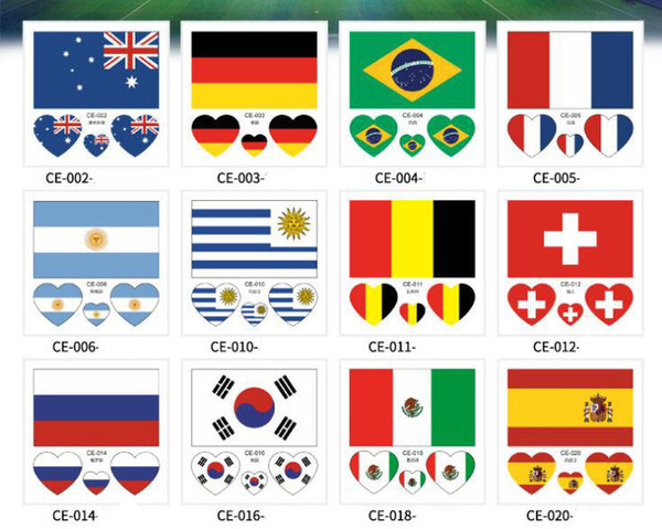 FIFA World Cup Tattoo Sticker National Flag Banners Russia Football Match Soccer Fans Face Wrist Body Stickers