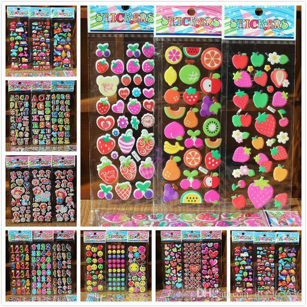 55 Sheets/lot 3D Puffy Bubble Stickers Mixed Cartoon Cars Waterpoof DIY Children Kids Boy Girl Toys for Children