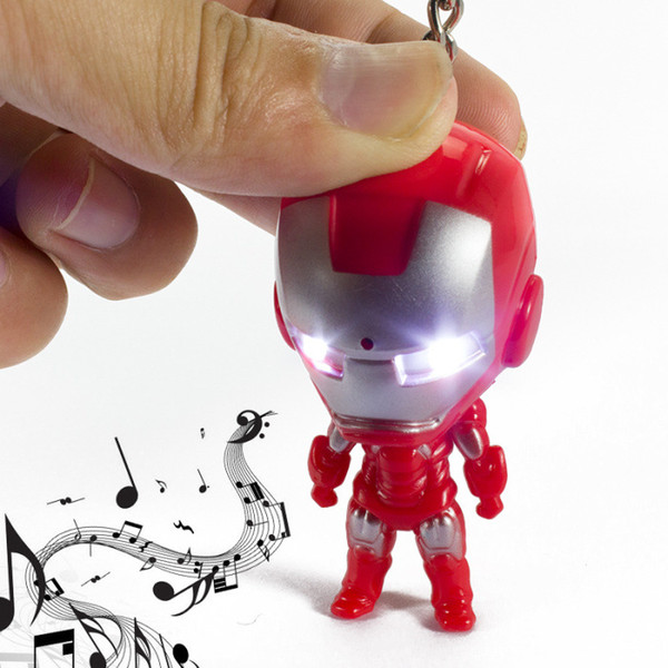 Avengers Keychain Marvel The Avengers Iron Man Avengers Key Chain with LED Light and Music Backpack Accessories