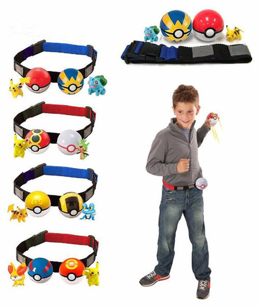 2017 New Pokeball Belt Adjustable Carry Cross Playing Balls With 2pcs Wizard And 2pcs Mini Figure Toys Dolls Play Game Random