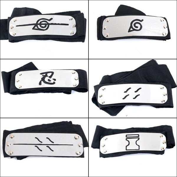 19 Color Cos Naruto Headband 12*4cm Leaf Village Logo Konoha Kakashi Akatsuki Members Cosplay Costume Accessories blue red black in stock