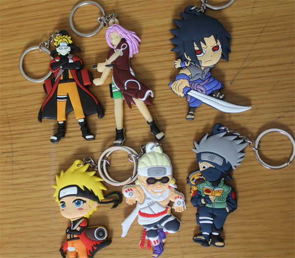 Cartoon Anime Keychian Hokage Ninjia Naruto Metal+Silica Gel Key Chains Car Handbag Keyring Mixed Anime Gift Pendant