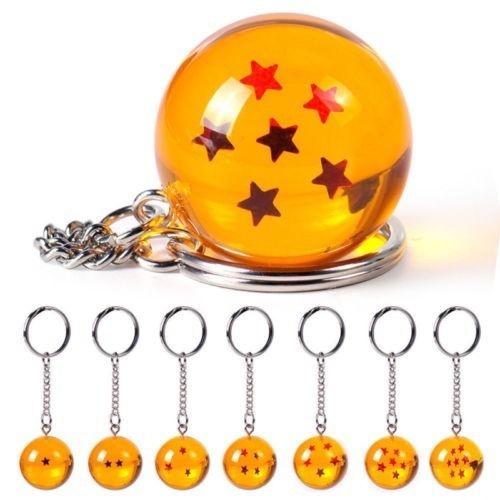 7pcs/set 2.5cm Dragon Ball Z 7 Stars Crystal Balls Keychain Pendant Keyring 1 2 3 4 5 6 7 Star KC111