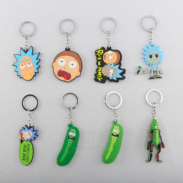 Wellcomics Rick and Morty Pickle Rick Council of Ricks MEESEEKS Rubber Pendant Keychain Keyring Ornament Cosplay Collection Gift