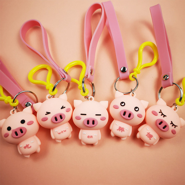 Lovely pig key chain bell couple Keychain Car Key Holder Acrylic Bell Anime Key Chain Bag Pendant Bts Accessories Girl Gift