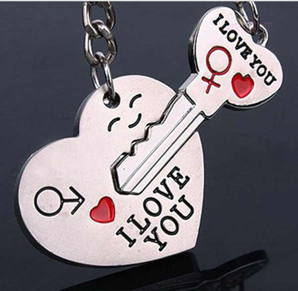 Children lovers Alloy heart-shaped key Keychain 2016 NEW Cupid arrow couple key chain lovers pendant key ring B001