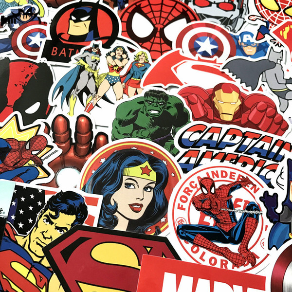 Marvel Anime Classic Stickers Toy For Laptop Skateboard Luggage Decal Decor Funny Iron Man Spiderman Stickers For Kids Car sticker