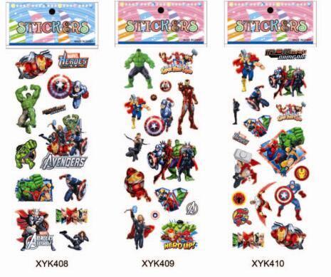 Free avengers 3D stickers educational toys gift promotion toys cartoon stickers for girls