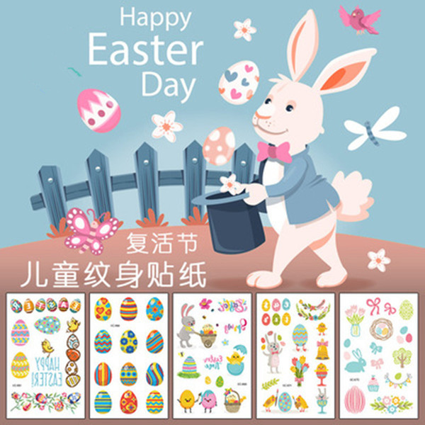 12 Styles Children Easter Tattoo Party Photo Booth Cartoon Tattoo Sticker Party Decor Kids Baby Shower Eenhoorn Party Supply