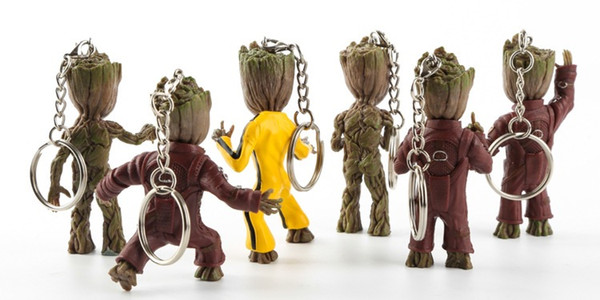 Guardians of Galaxy Cartoon Tree Man Keychain Car Hanging Decor Keyrings Kids Toys