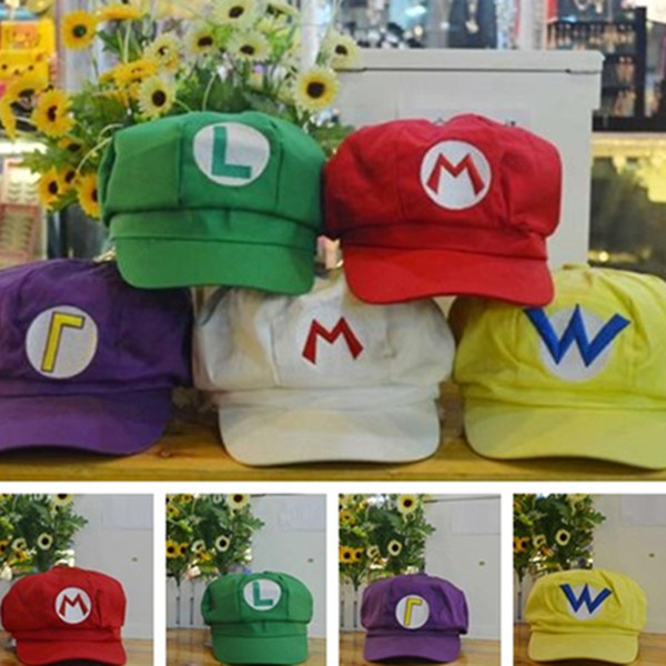 New fashion Octagonal hat anime character style hat cute beautiful Super Mario Bros Cosplay hats Multi Colors Cartoon Accessories T7I5052