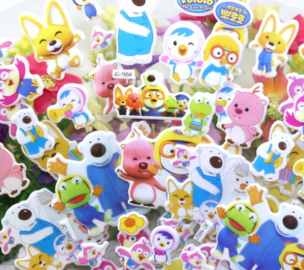 Wholesale lot 3D Pororo Sticker Cartoon Stickers Home Decors Decors toy Cartoon Stickers T001