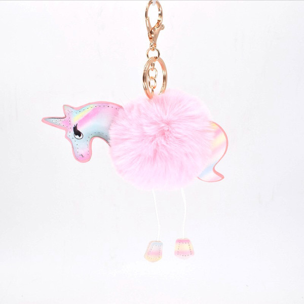 Unicorn Keychains for Christmas Stocking Gift Ideas Holographic Pastel Unicorn Pom Pom Keyrings Magical Unicornio Small Gifts Christmas Kit