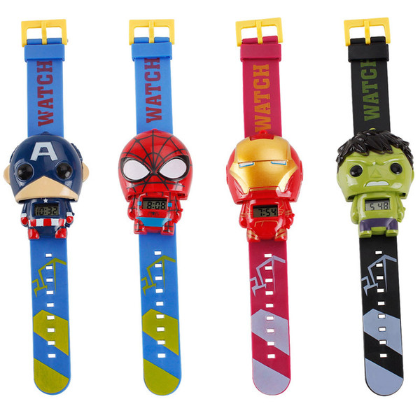 4 Style The Avengers Spider Man Captain America Plastic Watch For Kids Holiday Best Gift 2x20.5cm