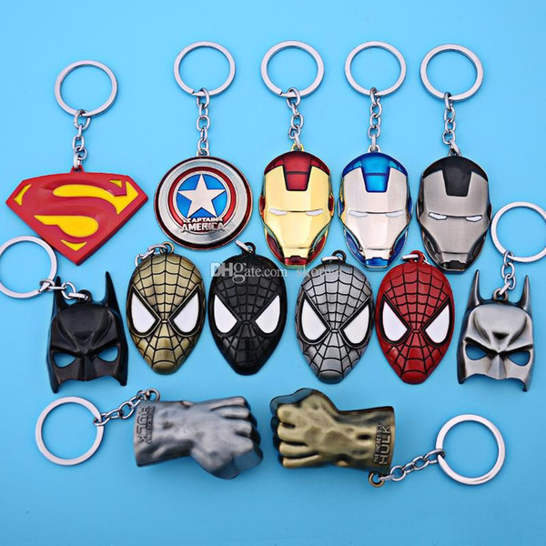 Hot Sale Captain America Shield Keychain The Avengers Superman Superhero Batman KeyChain Ring Key Ring Fashion Accessories