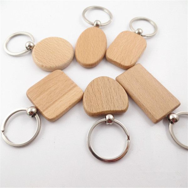 DIY Blank Wooden Key Chains Personalized EDC Wood Keychains Best Gift Mix Car Key Chain 6 styles B11