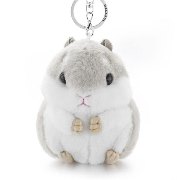 Good Quality Mini Hamster Keyrings Keychains Faut Rabbit Fur Fluffy Plush Pendant Phone Charm Handbag Pendant Car Decor