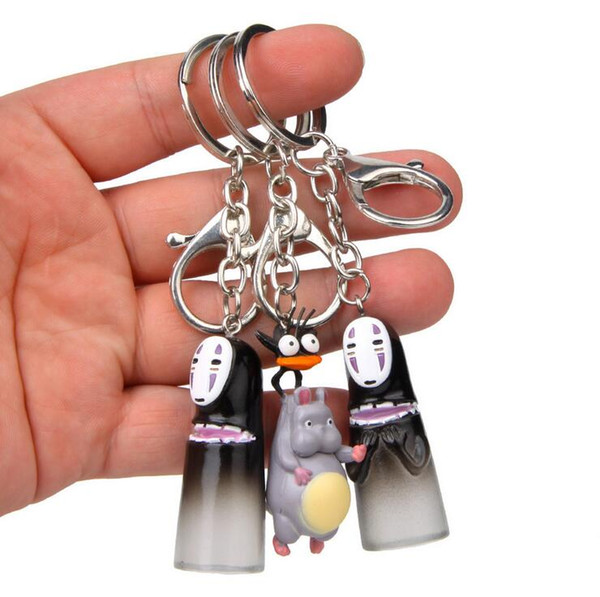 Spirited away keychain Keyring - Miyazaki Anime No Face Man Key Chains Ring Kaonashi Figures Bag Pendant Kids Girls Gift