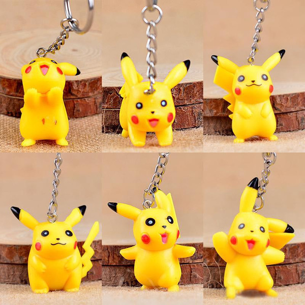 Pikachu key chain bell couple Keychain Car Key Holder Bell Anime Key Chain Bag Pendant Bts Pikachu Action Figures Accessories Girl kids toys