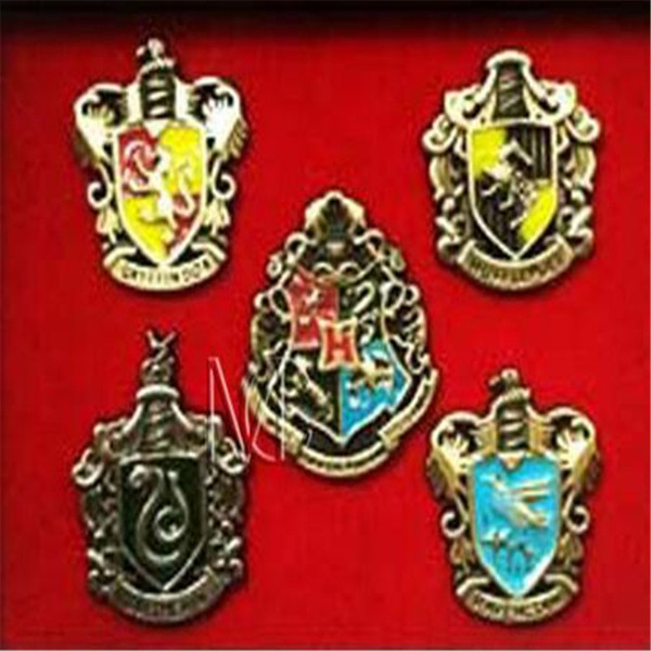 Harry Potter Charms Metal Brooch Cosplay Badge Pins Ravenclaw Hogwarts Slytherin Hufflepuff Badge Metal Pins Accessories DHL Free