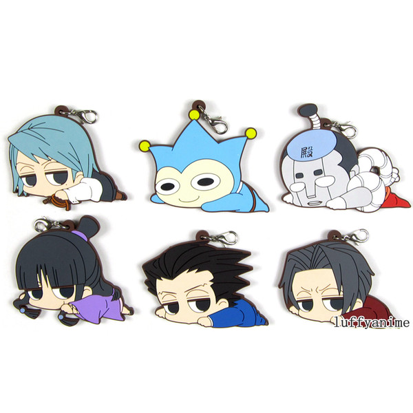 Phoenix Wright Ace Attorney Gyakuten Saiban Rubber pendant Miles Edgeworth Maya Fey anime cartoon PVC Figure Mobile Phone Accessories strap