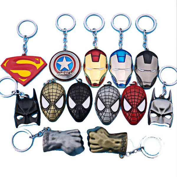 The avengers ironman Deadpool keychain ring toy set 2016 New Superhero Spiderman Captain America shield helmet party decoration