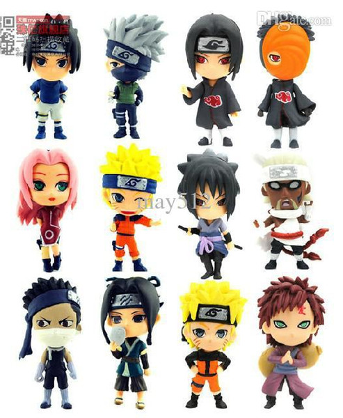 Wholesale-12pcs cute Naruto figures Anime Naruto Sasuke Hatake Kakashi doll