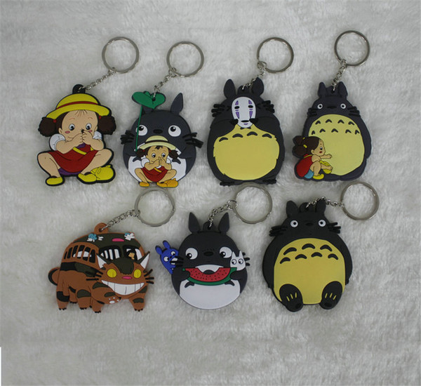 New Cartoon Totoro Metal Keychains Pendant Anime Spirited Away Double Side Figure Key Ring Kids Collection Key Chain Toys 6-8cm