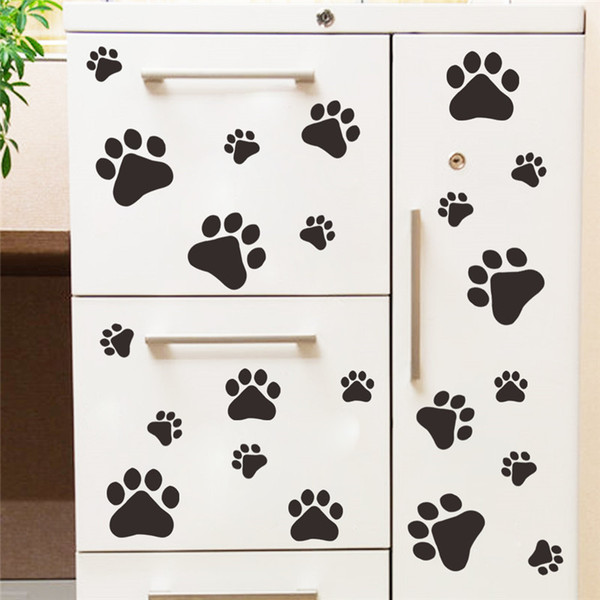 Cartoon Dog Cat Walking Paw Print Wall Stickers For Kids Rooms Decal Pet Room Decoration Wallart Bowl Car Home Decal Poster