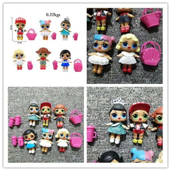 6Pcs/lot LoL Doll 8cm with Feeding Bottle Basket High-quality Dolls lol Baby Action Figure Toys Girls Gift