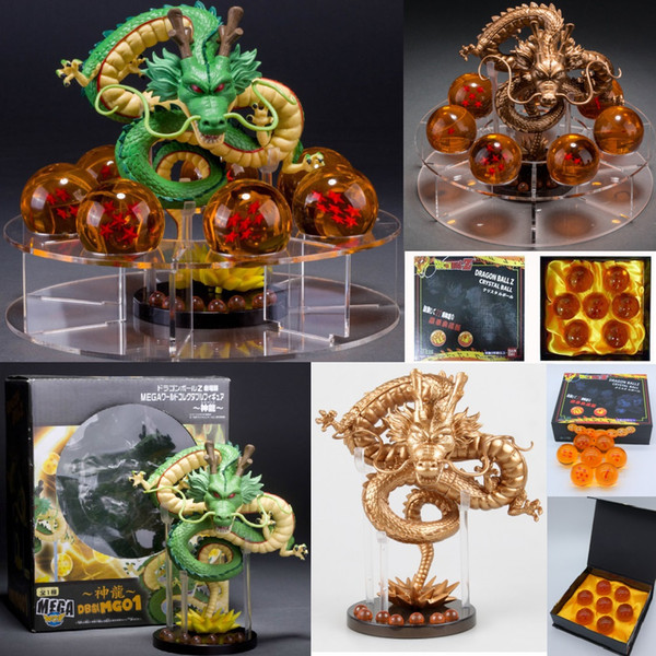 PrettyBaby dragon ball z action figures shenron figure Shenlong pvc with dragonball z crystal ball set 4.5cm dragon ball shelf full set