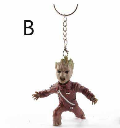 Guardians of Galaxy Cartoon Tree Man Keychain Car Hanging Decor Keyrings Kids Toys