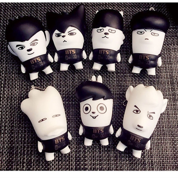 BTS Kawaii Keychain JIN J-HOPE JUNGKOOK RAPMONSTER Action Figures Toy Dolls South Korea Cute Puppets Pendant