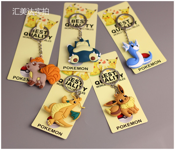 Pikachu Charmander Bulbasaur Squirtle Dragonite Eevee Mewtwo Snorlax PVC Keychain Action Figure For Child Holiday Party Gifts 4-7cm