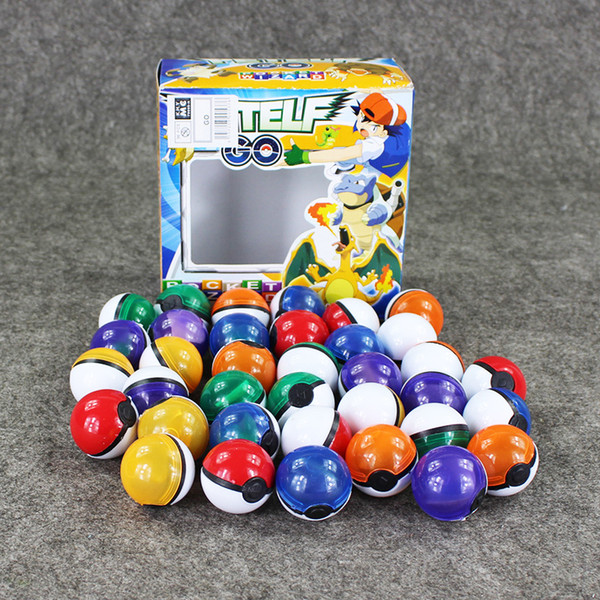 36pcs /Lot 6 Colors Anime Cartoon Mini Ball High Quality Pvc Ball Toy With Free Elf And Stickers