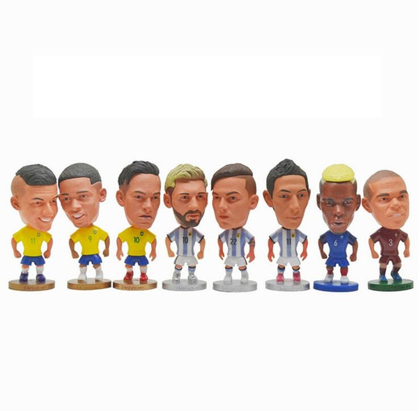 2018 World Cup Soccer Dolls Lionel Messi Ronaldo Higuain Sneijder Neymar Figure Statue 6.5 cm Height Model Toys Football Dolls Gift