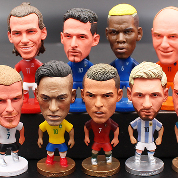 Russia World Cup Soccer Dolls Lionel Messi Ronaldo Higuain Sneijder Neymar Figure Statue 6.5cm-7cm Height Model Toys Football Dolls Red