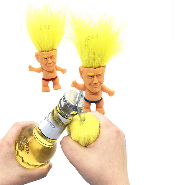 Simulation President Donald Trump Troll Doll Multifunction Dolls Bottle Opener Mini Doll PVC Hand Office Troll Dolls Party Gifts A43001