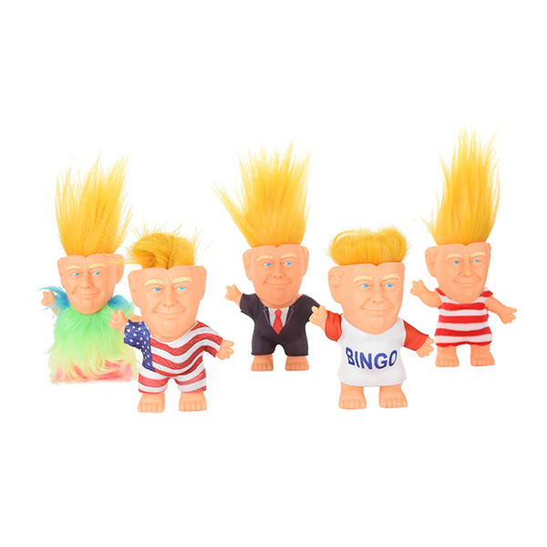 Funny Donald Trump Action Figures Doll Trolls squishy faces Celebrity Figure for party gift with retail opp pack