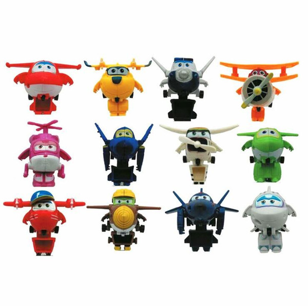 12pcs/set Super Wings Mini Planes Toys Deformation Airplane Robots Donnie Dizzy Mira Jett Paul Grand Albert Action Figures Toy