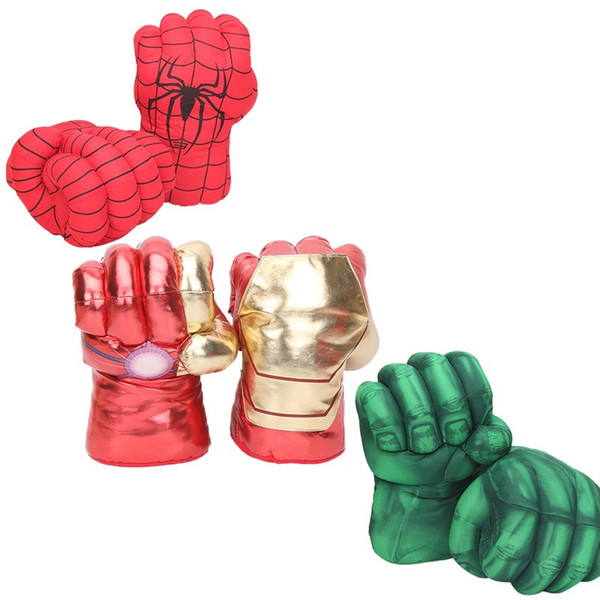 10inch Hot sale Gloves Incredible Hulk Smash Hands Spider Man Plush Gloves Performing Props figure Toys