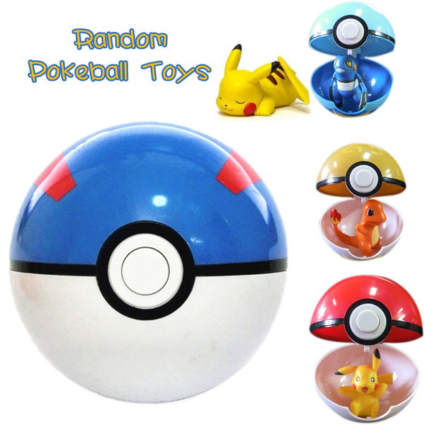 Anime 1Pcs Pokeball + 1pcs Free Tiny Random Figures Inside Action Figures Toys pokeball