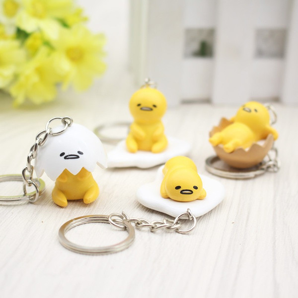 Gudetama Egg keyring pendant keychain Toys Yellow White Lazy PVC Action Figure toys