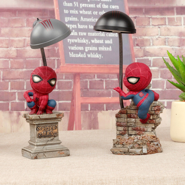 Cartoon spider-man doll LED lights button electronics night light home resin crafts for boys to display gifts