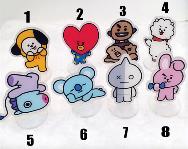 16pcs/lot free shipping bts member bt21 cartoon figure/ Splicing toys