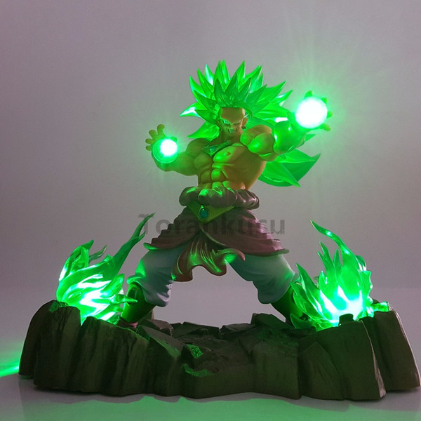 Dragon Ball Z Broly Super Saiyan Action Figures Led Head Lighting PVC Anime Dragon Ball Super Goku Broly Model Toy Figurine DBZ