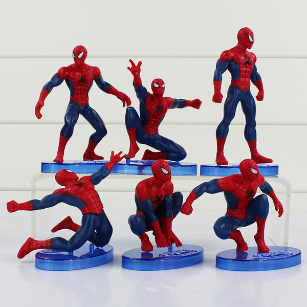 The Avengers Spider Man 6pcs/set Spiderman action Figures PVC toys PVC dolls 7-12.5cm free shipping