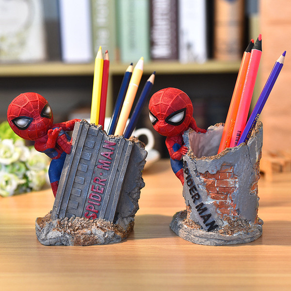 Spider man resin doll Creative resin crafts for spider man pen holder home decoration birthday gift for children