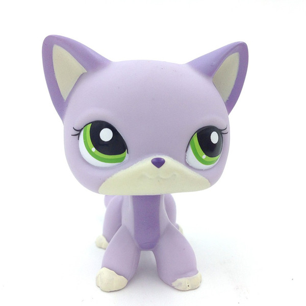 Purple White Cat lps# 2094 Green Eyes Kitty Rare Toys